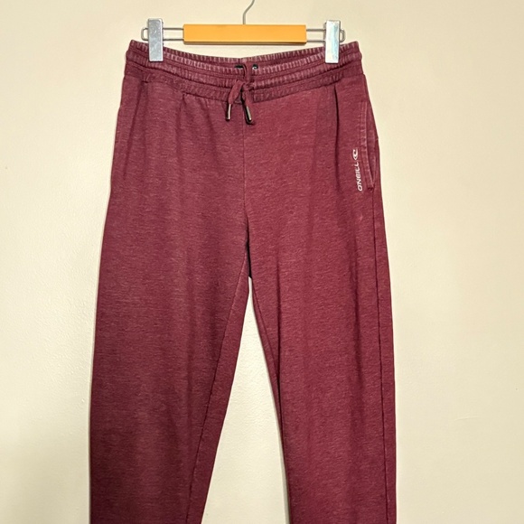 O'Neill Ultra Soft Heather Red Slim Cut Sweatpants Cuffed Ankles - Picture 2 of 12